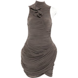 Abito mini con applicazioni floreali in marrone Magda butrym - donna 