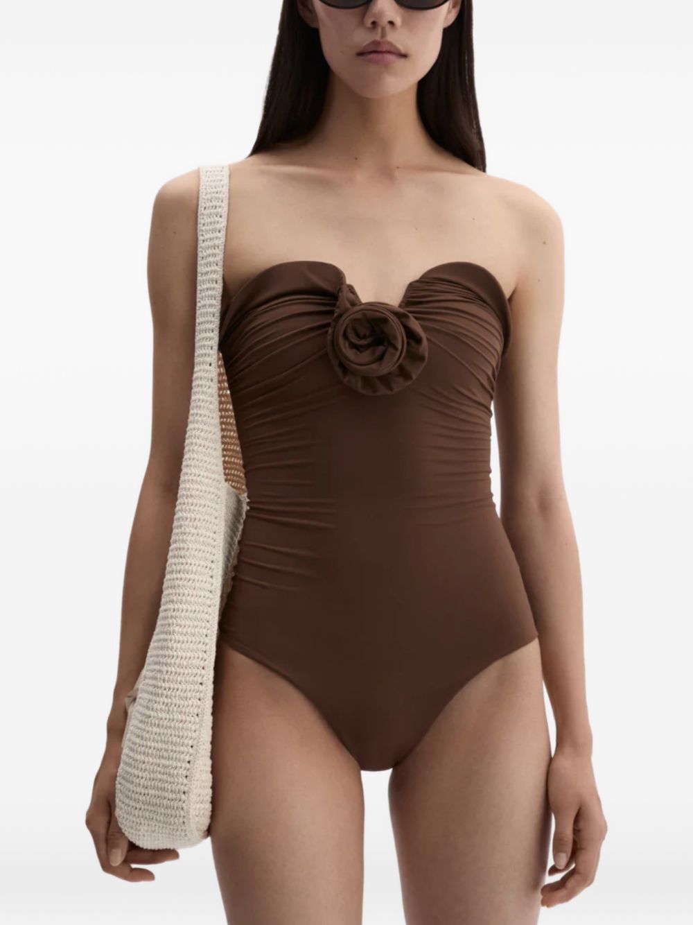 Costume da bagno con ruches in marrone Magda butrym - donna 