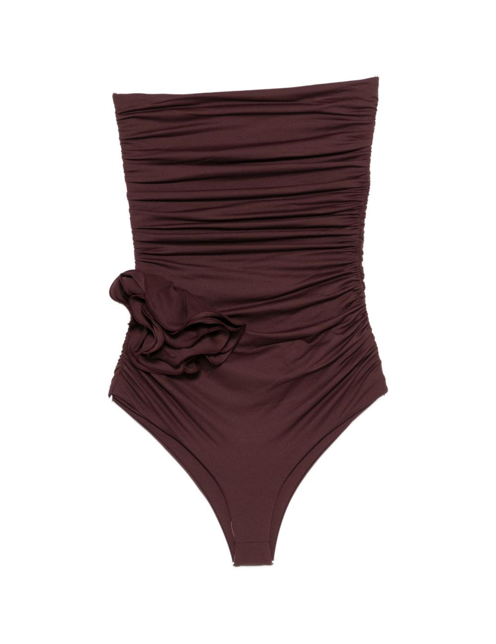 Costume da bagno con dettagli floreali ruches in bordeaux Magda butrym - donna 
