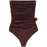 Costume da bagno con dettagli floreali ruches in bordeaux Magda butrym - donna 