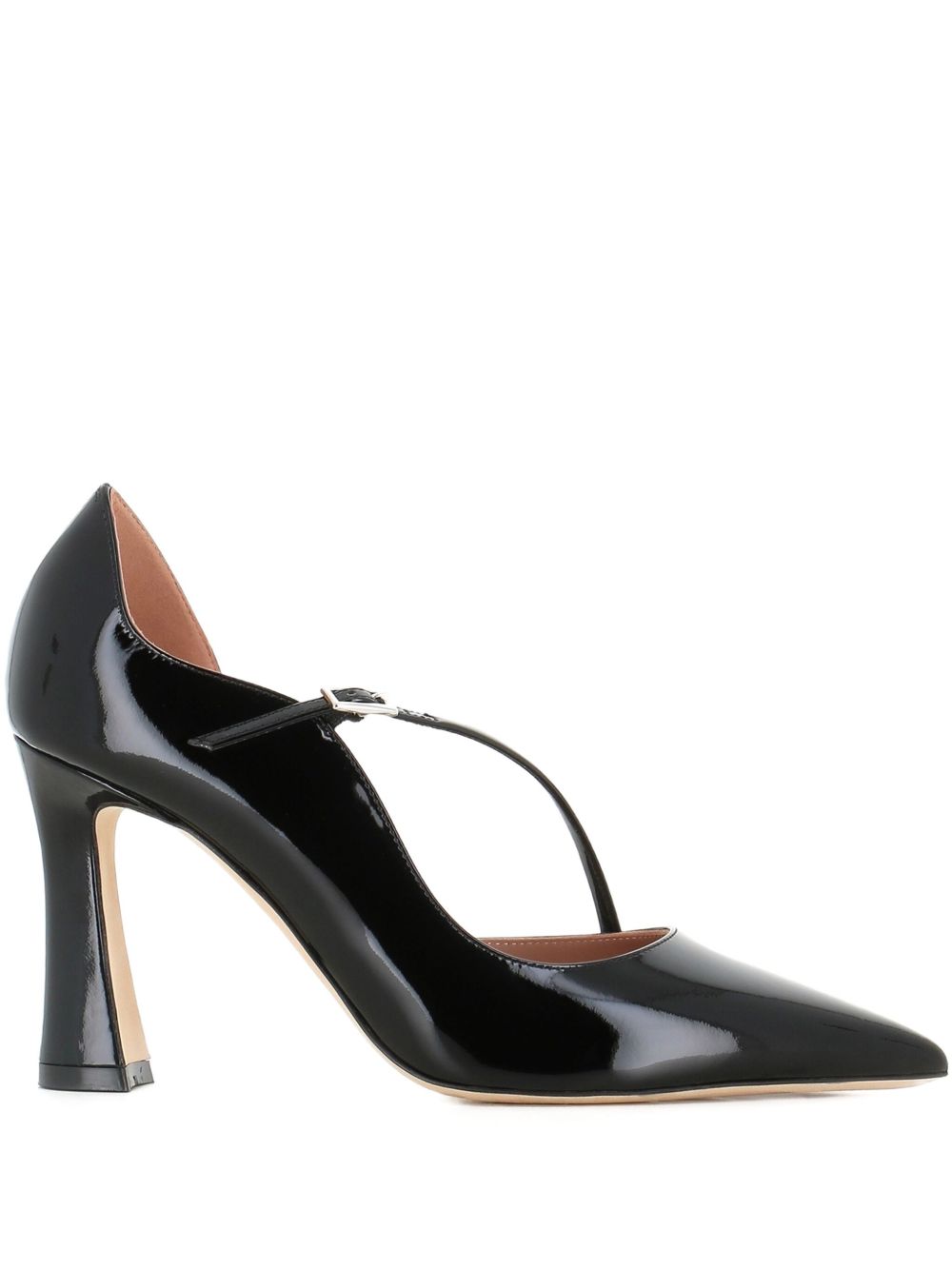 Decollete in pelle verniciata con cinturini incrociati in nero Malone souliers - donna 