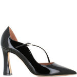 Decollete in pelle verniciata con cinturini incrociati in nero Malone souliers - donna 