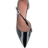 Decollete in pelle verniciata con cinturini incrociati in nero Malone souliers - donna 
