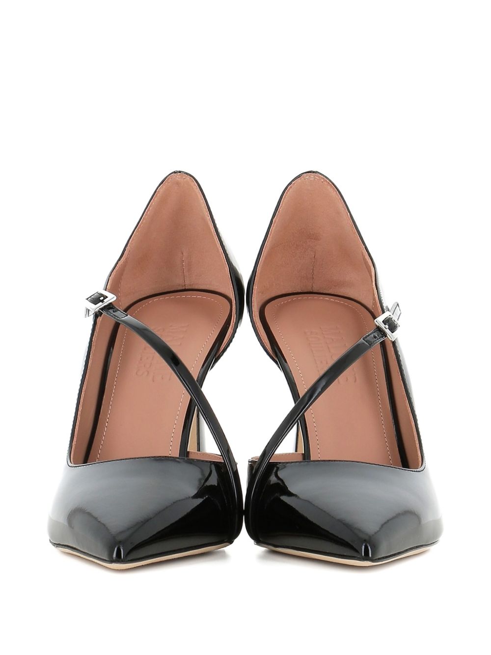 Decollete in pelle verniciata con cinturini incrociati in nero Malone souliers - donna 