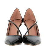 Decollete in pelle verniciata con cinturini incrociati in nero Malone souliers - donna 