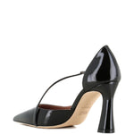 Decollete in pelle verniciata con cinturini incrociati in nero Malone souliers - donna 
