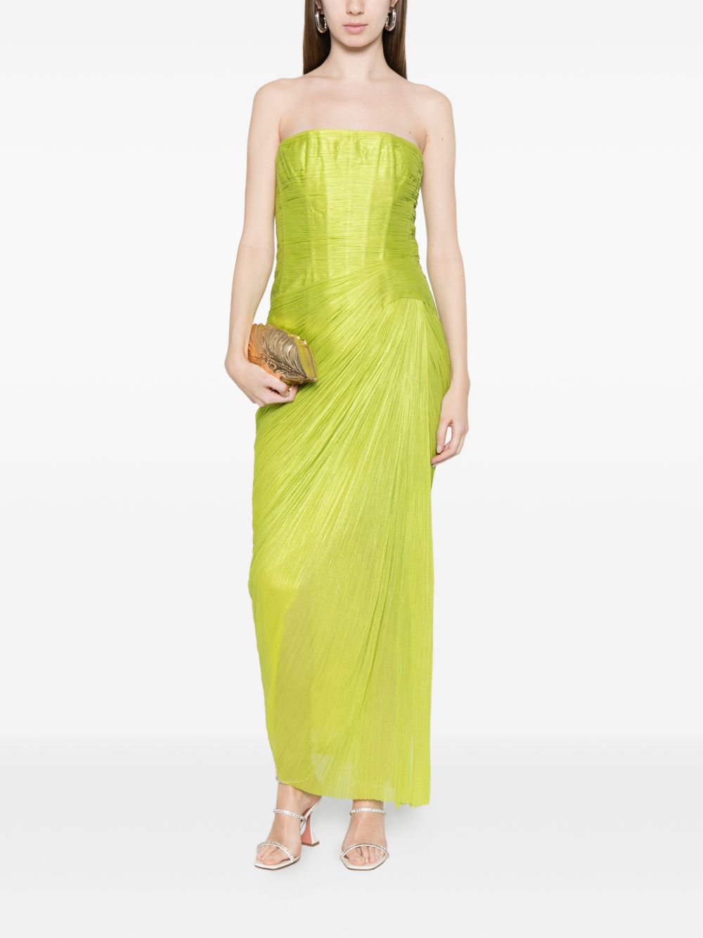 Abito midi senza spalline ruby in verde Maria lucia hohan - donna 