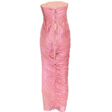Abito midi senza spalline ruby in rosa Maria lucia hohan - donna 