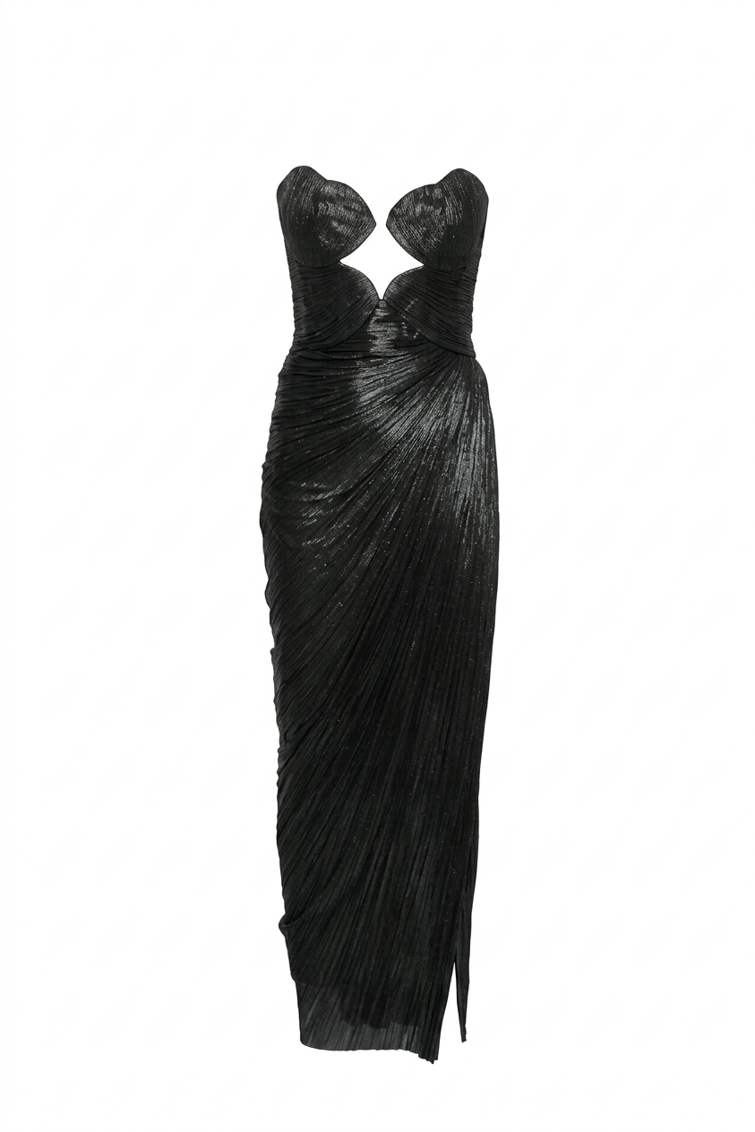 Abito maxi plisse amisha in verde scuro Maria lucia hohan - donna 