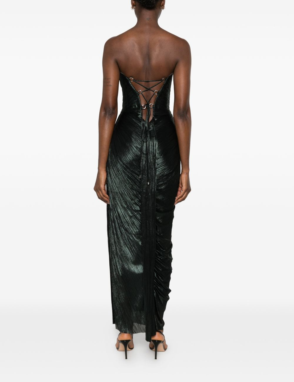 Abito maxi plisse amisha in verde scuro Maria lucia hohan - donna 