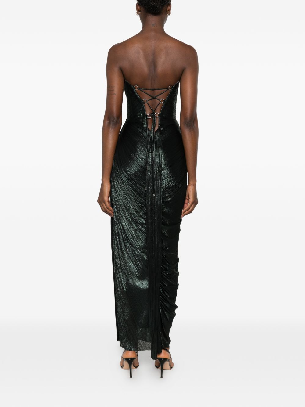 Abito maxi plisse amisha in verde scuro Maria lucia hohan - donna 