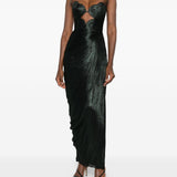 Abito maxi plisse amisha in verde scuro Maria lucia hohan - donna 