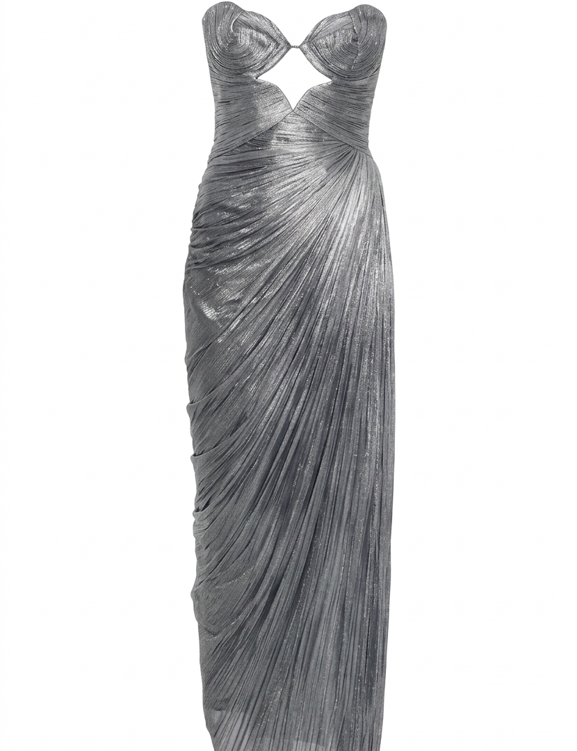 Abito maxi plisse amisha in argento Maria lucia hohan - donna 