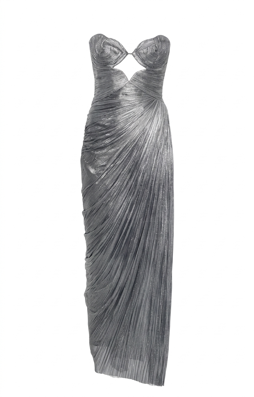 Abito maxi plisse amisha in argento Maria lucia hohan - donna 
