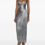 Abito maxi plisse amisha in argento Maria lucia hohan - donna 