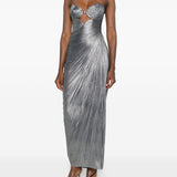 Abito maxi plisse amisha in argento Maria lucia hohan - donna 