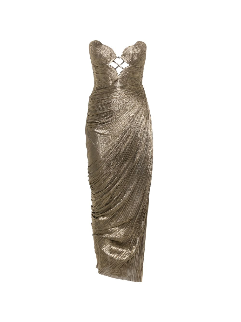 Abito maxi plisse amisha in oro Maria lucia hohan - donna 
