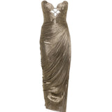 Abito maxi plisse amisha in oro Maria lucia hohan - donna 