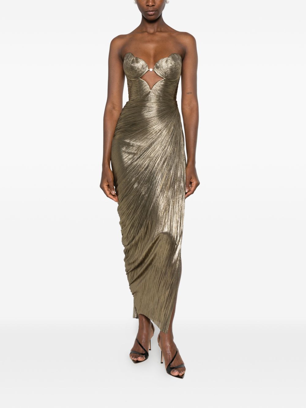 Abito maxi plisse amisha in oro Maria lucia hohan - donna 