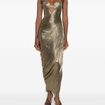 Abito maxi plisse amisha in oro Maria lucia hohan - donna 