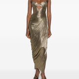 Abito maxi plisse amisha in oro Maria lucia hohan - donna 
