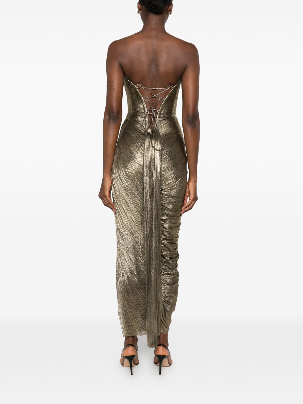 Abito maxi plisse amisha in oro Maria lucia hohan - donna 