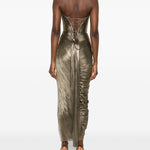 Abito maxi plisse amisha in oro Maria lucia hohan - donna 