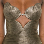 Abito maxi plisse amisha in oro Maria lucia hohan - donna 