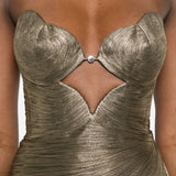 Abito maxi plisse amisha in oro Maria lucia hohan - donna 