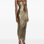 Abito maxi plisse amisha in oro Maria lucia hohan - donna 
