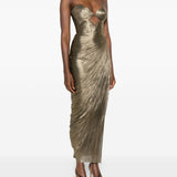 Abito maxi plisse amisha in oro Maria lucia hohan - donna 