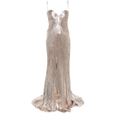 Abito lungo plisse Mirren in oro Maria lucia hohan - donna 