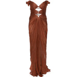 Abito maxi Catarina con effetto plissé in marrone Maria lucia hohan - donna 