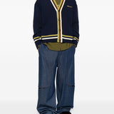 Cardigan a righe con ricamo in blu Marni - uomo 