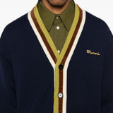 Cardigan a righe con ricamo in blu Marni - uomo 