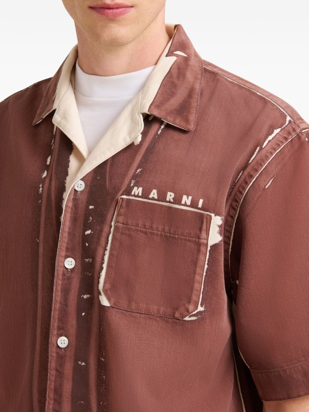 Camicia a maniche corte in marrone Marni - uomo 