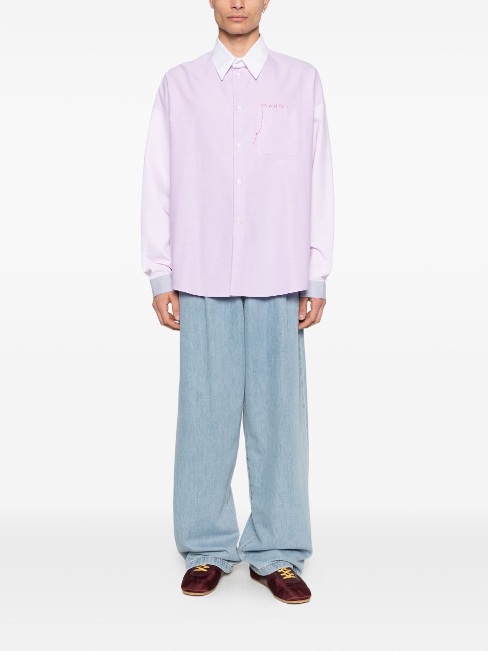 Camicia con logo in lilla Marni - uomo 