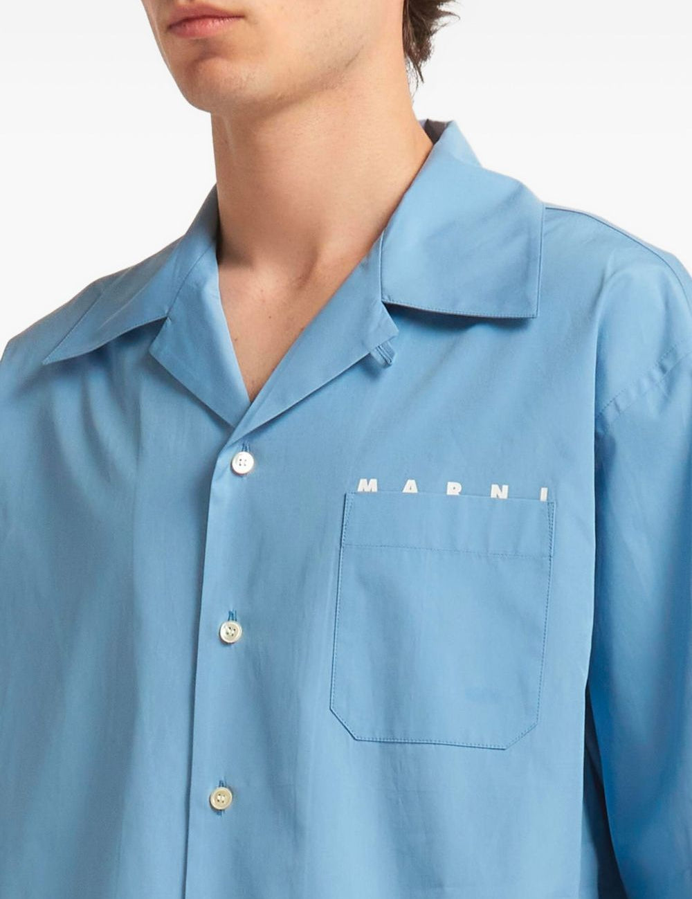 Camicia a maniche corte con logo in blu Marni - uomo 