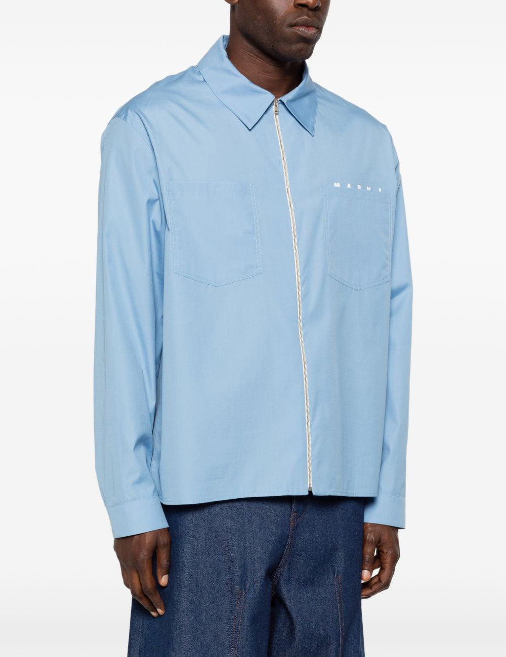 Camicia con zip a maniche lunghe in blu Marni - uomo 