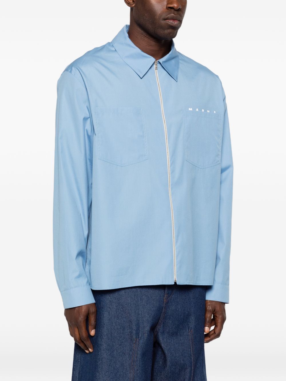 Camicia con zip a maniche lunghe in blu Marni - uomo 