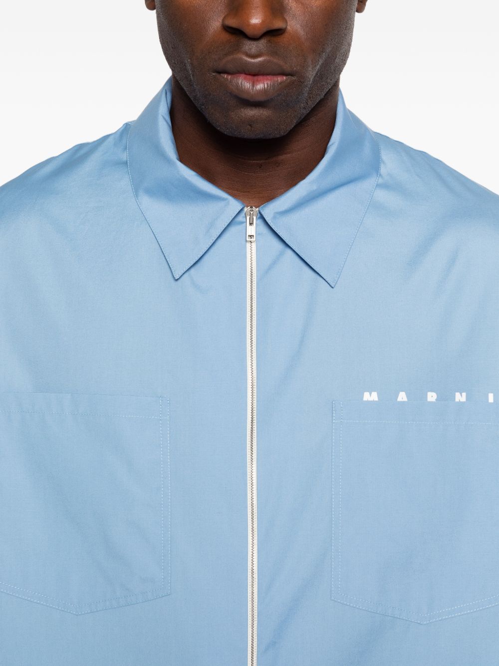 Camicia con zip a maniche lunghe in blu Marni - uomo 