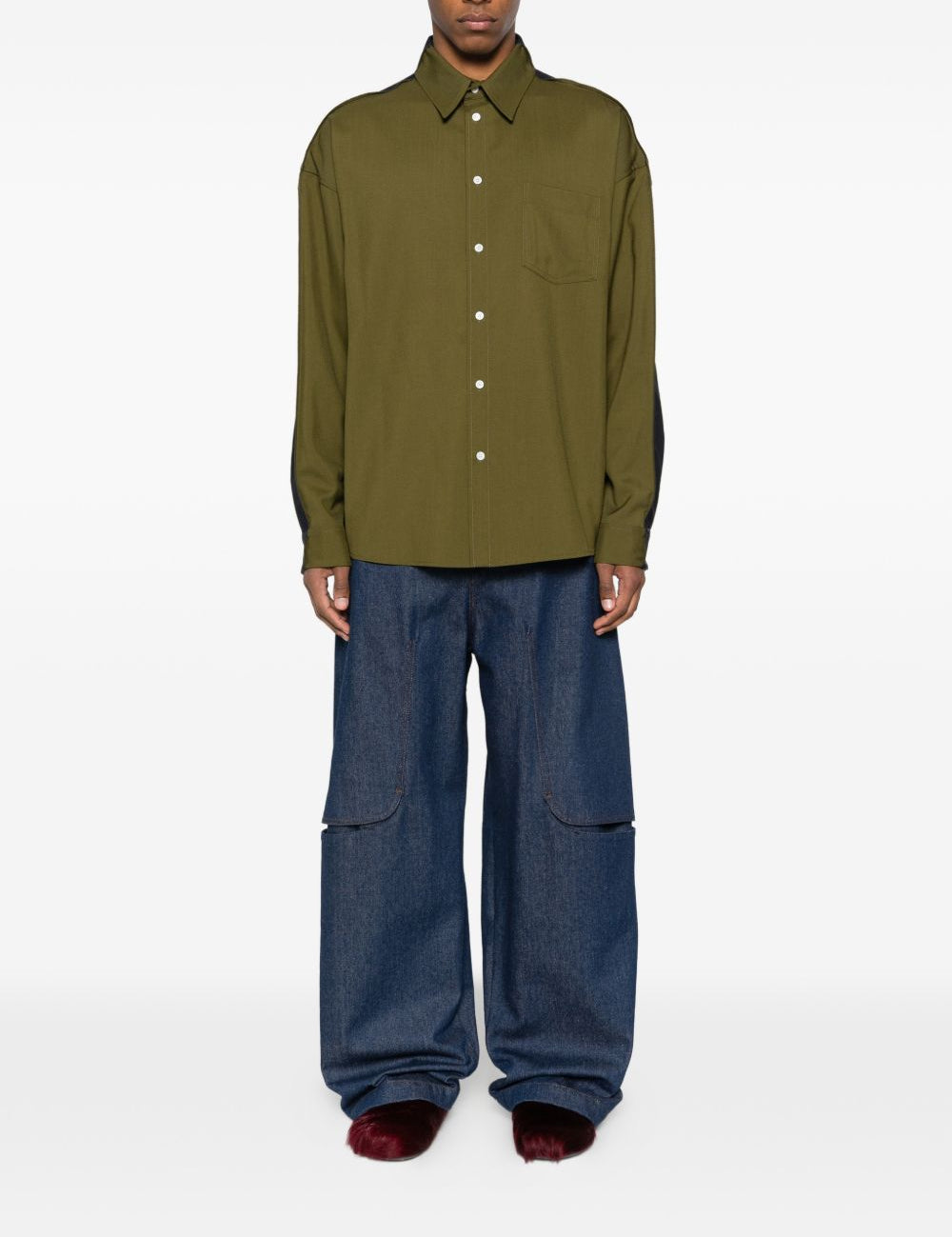 Camicia a maniche lunghe con tasca sul petto in verde Marni - uomo 