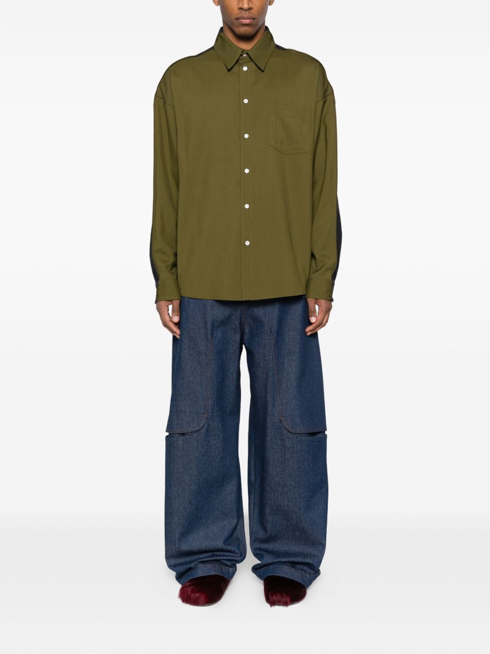 Camicia a maniche lunghe con tasca sul petto in verde Marni - uomo 