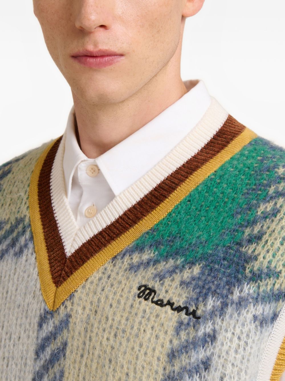 Gilet con scollo a V in verde Marni - uomo 