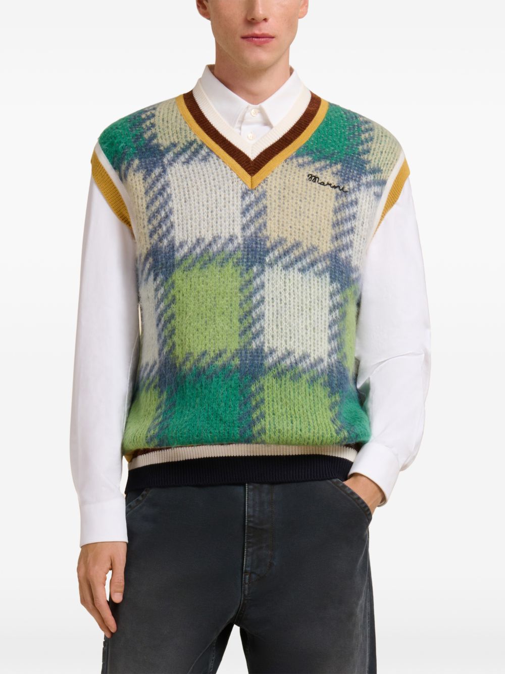 Gilet con scollo a V in verde Marni - uomo 