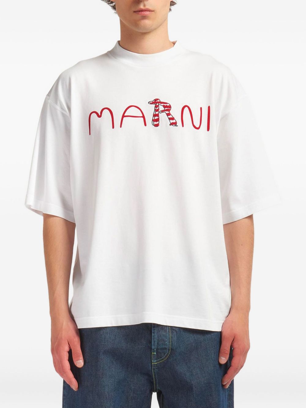T-shirt con logo in bianco Marni - uomo 