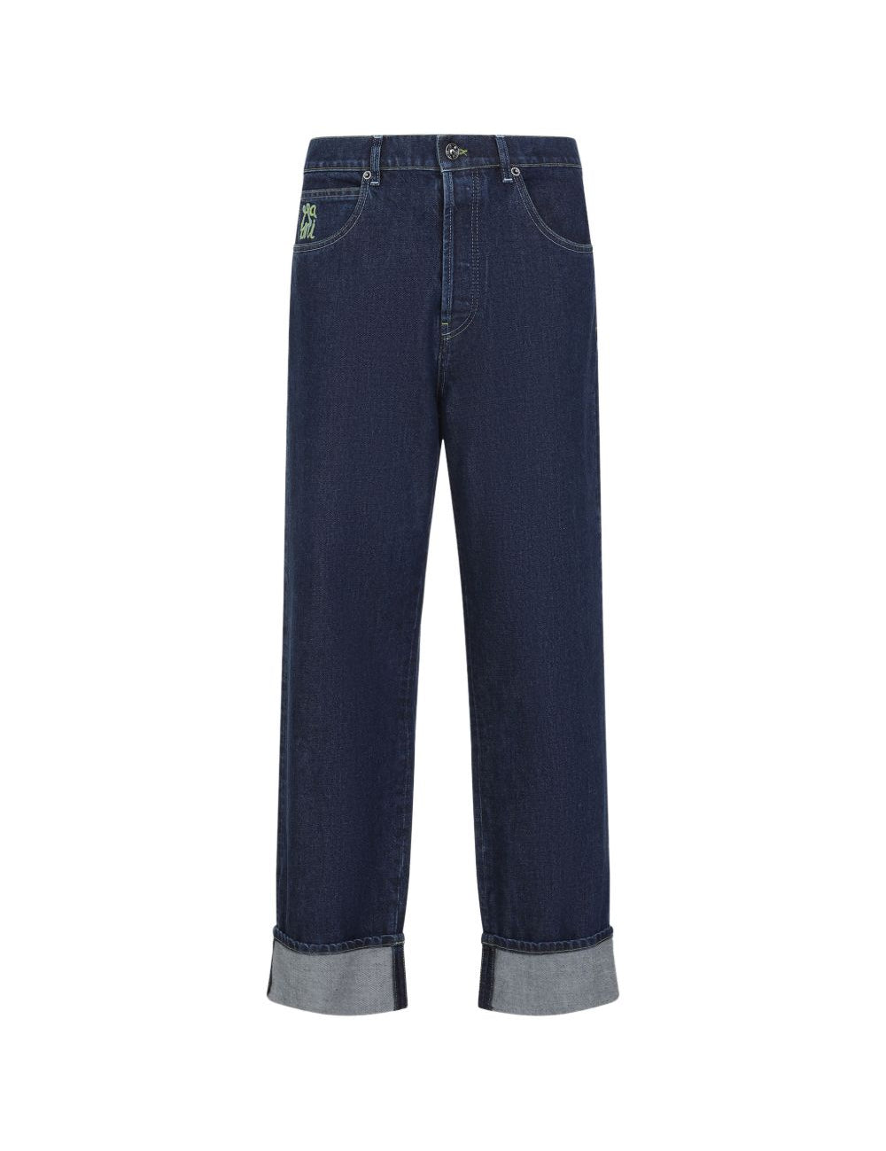 Jeans dritti con ricamo su tasca in blu Marni - uomo 