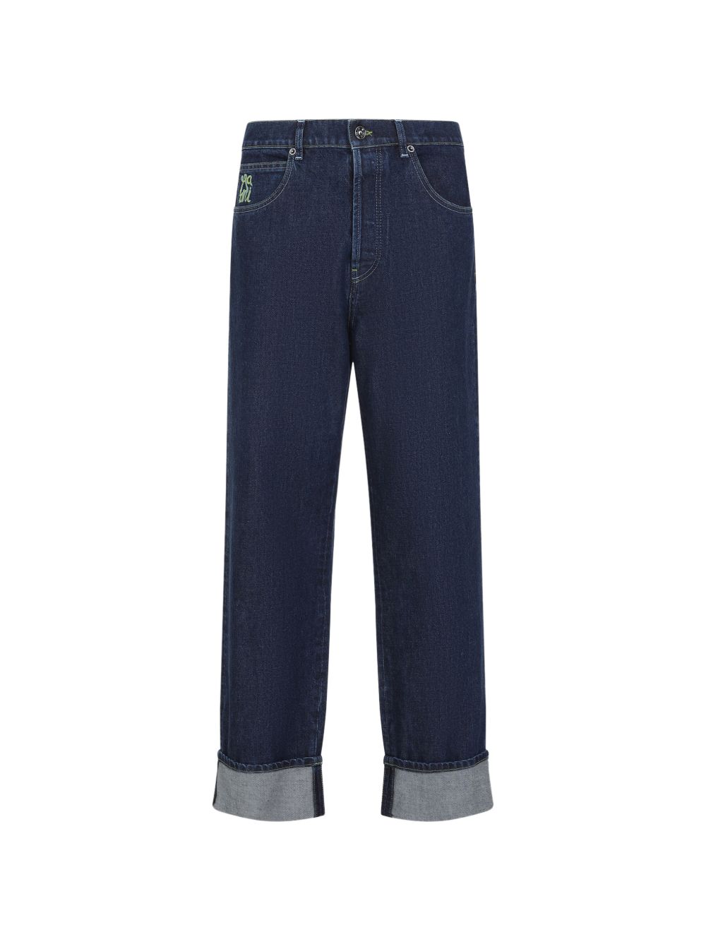 Jeans dritti con ricamo su tasca in blu Marni - uomo 