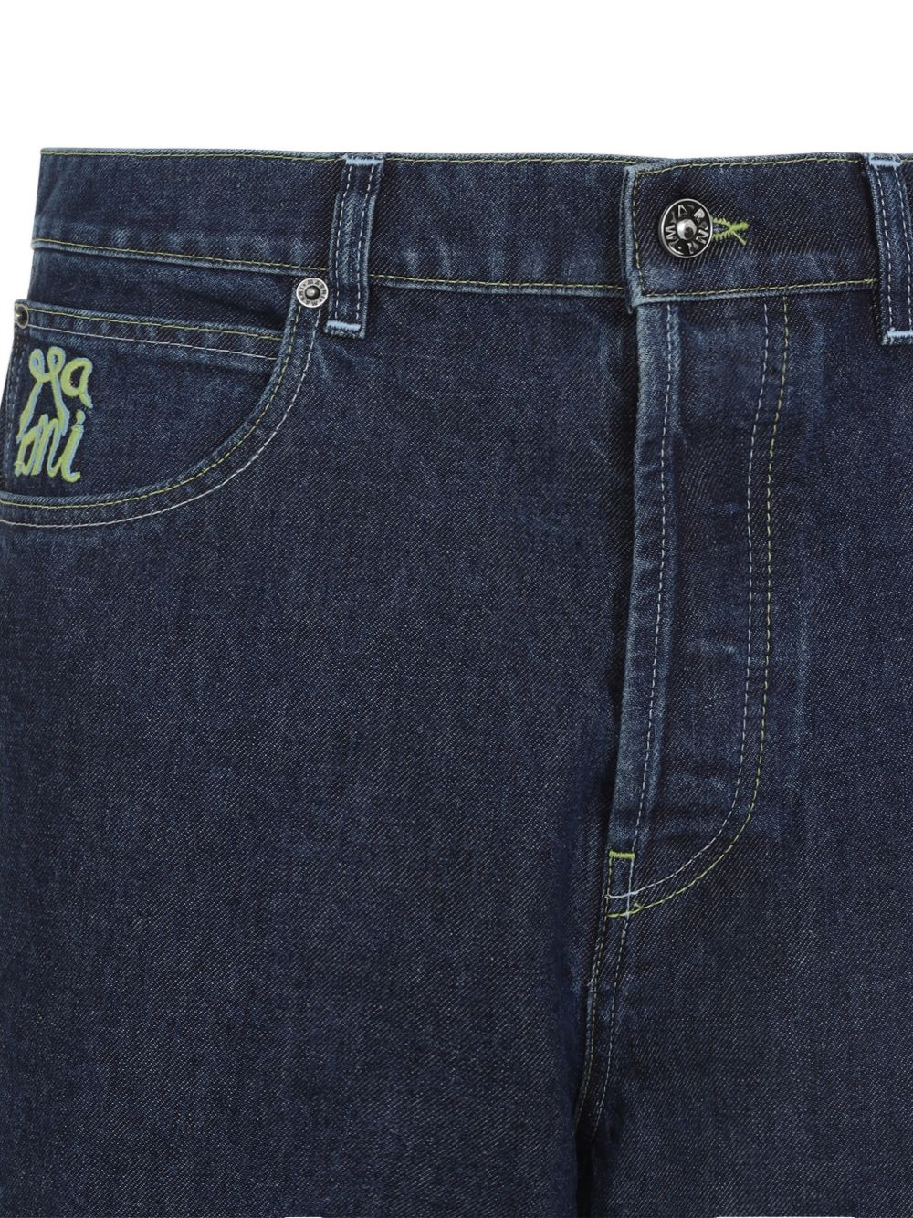 Jeans dritti con ricamo su tasca in blu Marni - uomo 