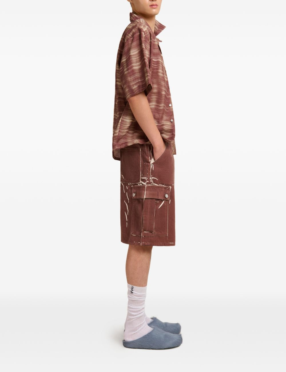 Shorts con stampa in marrone Marni - uomo 